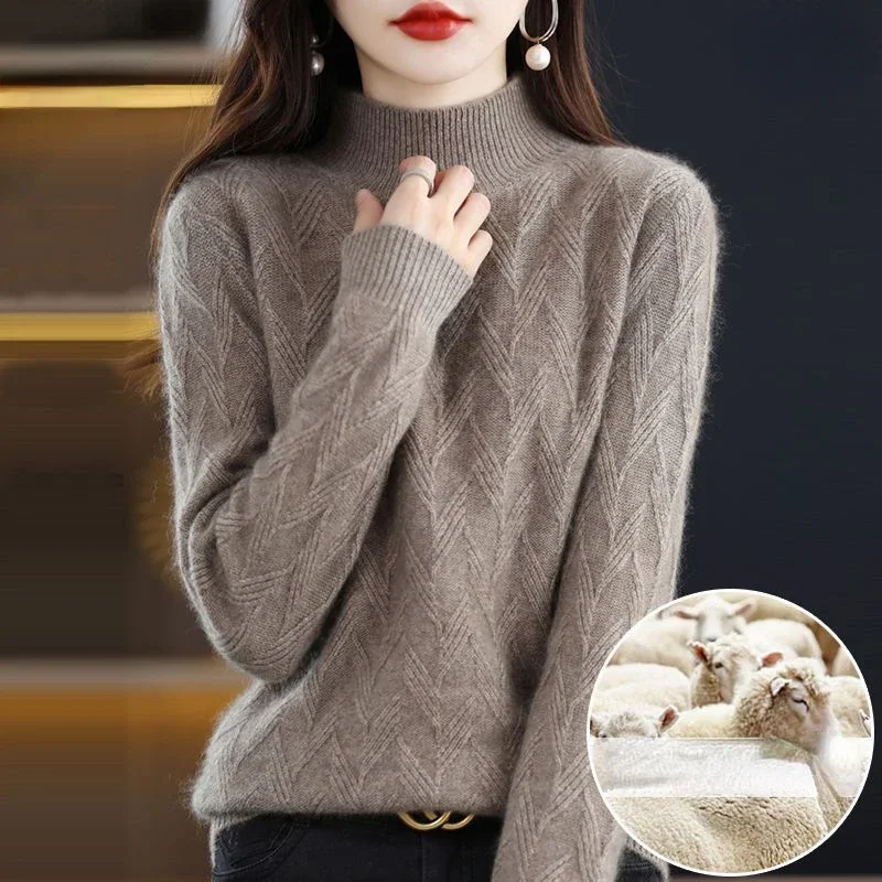 Кашемировый свитер женский осенне-зимний свободный с высоким воротом