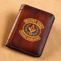 high quality genuine leather men wallets widows sons masonic bikers assn short card holder purse luxury brand male wallet