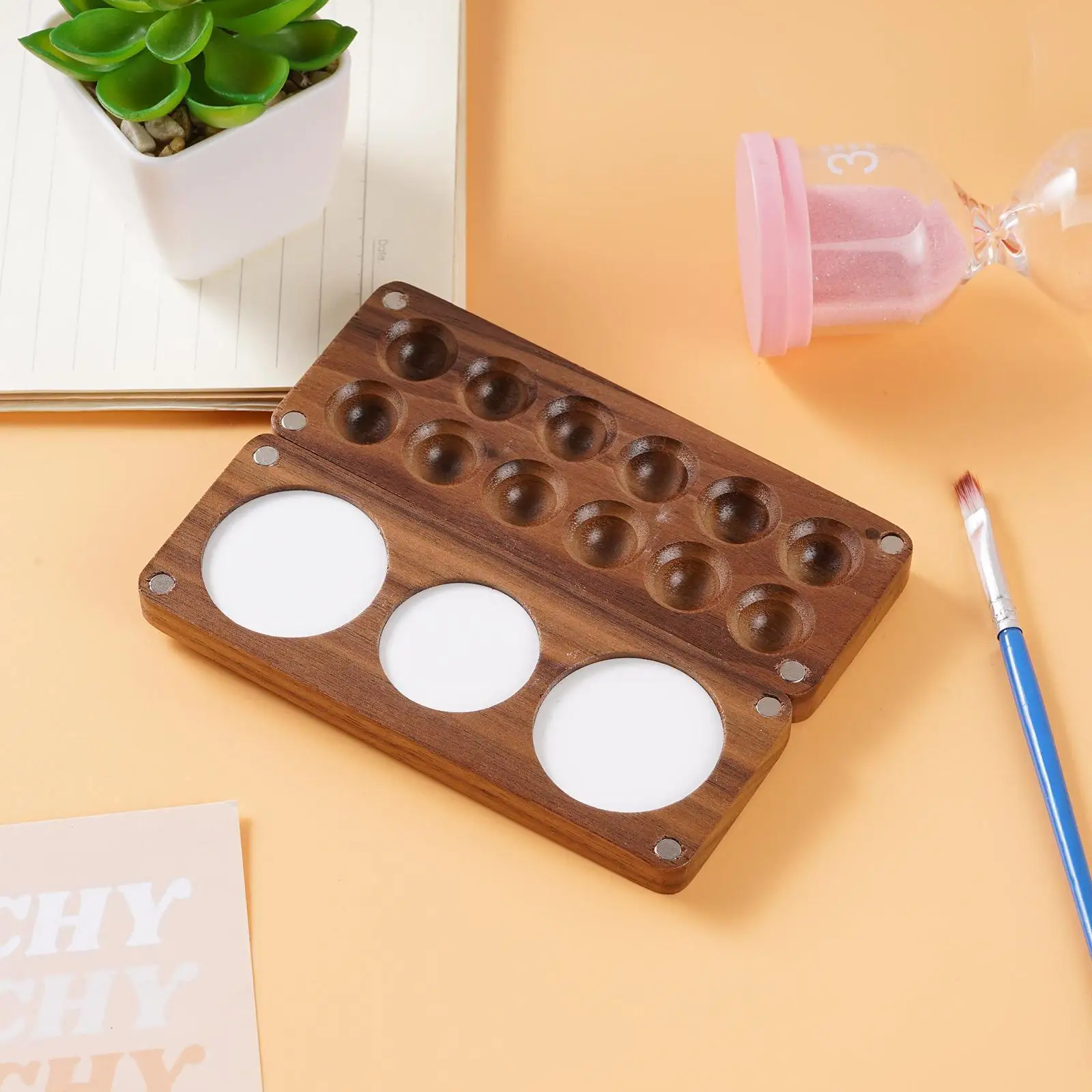 

Portable Wooden Handmade Watercolor Paint Box Wooden Empty Color Paint Box Palette Painting Mini Accessories Art Supplies B0C9