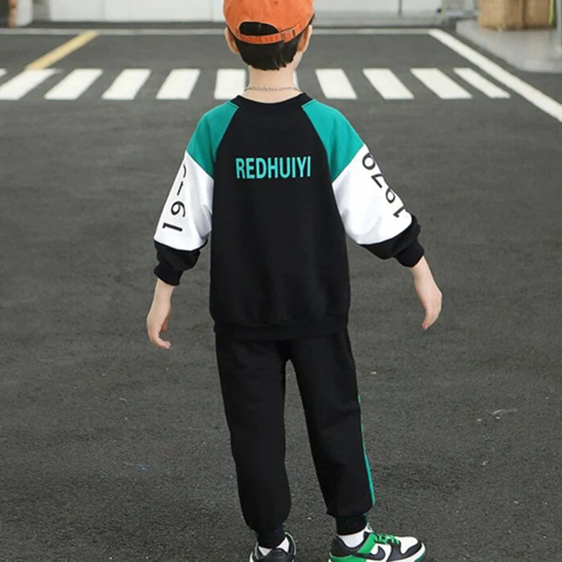 Boys Suit Sweatshirts +Pants Cotton 2Pcs/Sets 2022 Cool Spring Autumn Thicken Sports Sets Kid Formal Sport Teenagers Children Cl