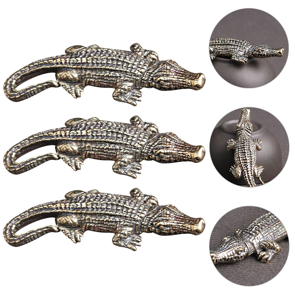 

Alligator Diy Crocodile Statue Pendant Brass Keychain Decor Animal Hanging Mini Figurine Charm Charms Tea Pet Fengshui Desk