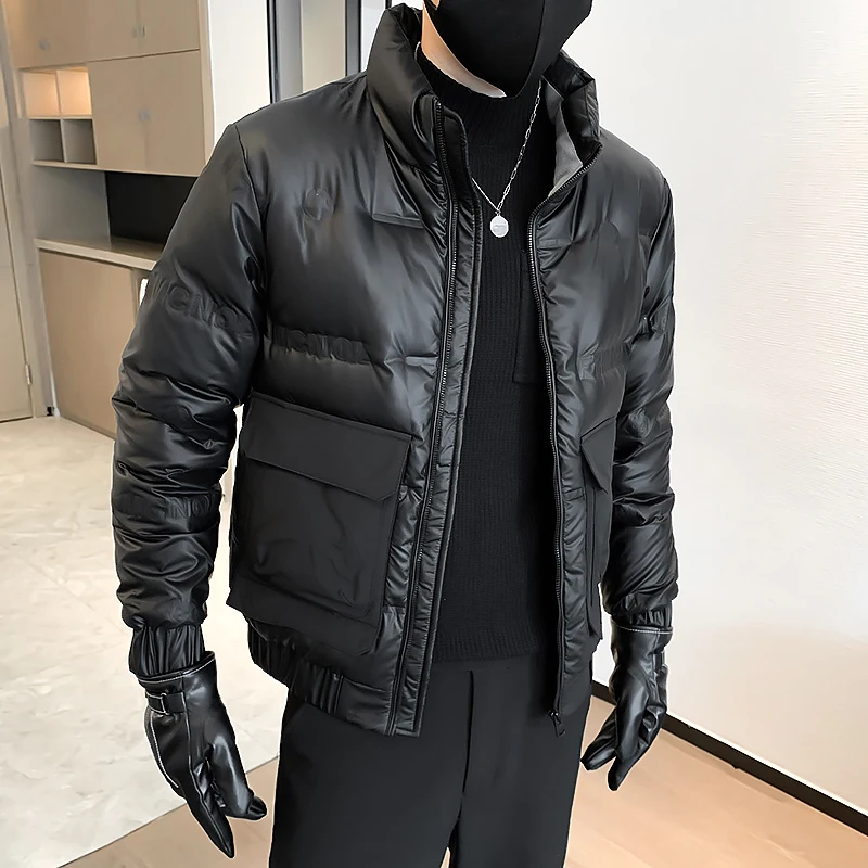 2022 Men's Winter Fashion Short White Duck Down Coats Male Solid Color Warm Outerwear Men Pockets Casual Down Jackets G452
