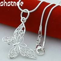 925 sterling silver 16 30 inch chain hollow butterfly pendant necklace for women engagement wedding gift fashion charm jewelry