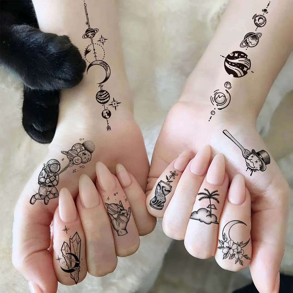 Набор космических временных татуировок для мужчин и женщин
