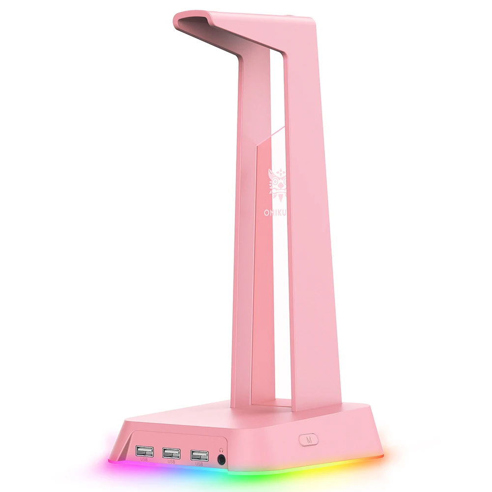 

RGB Sakura Headset Stand with 3 USB Ports + 3.5mm AUX Gaming Headphone Display Holder for PC Gamer PC Desktop Accessories