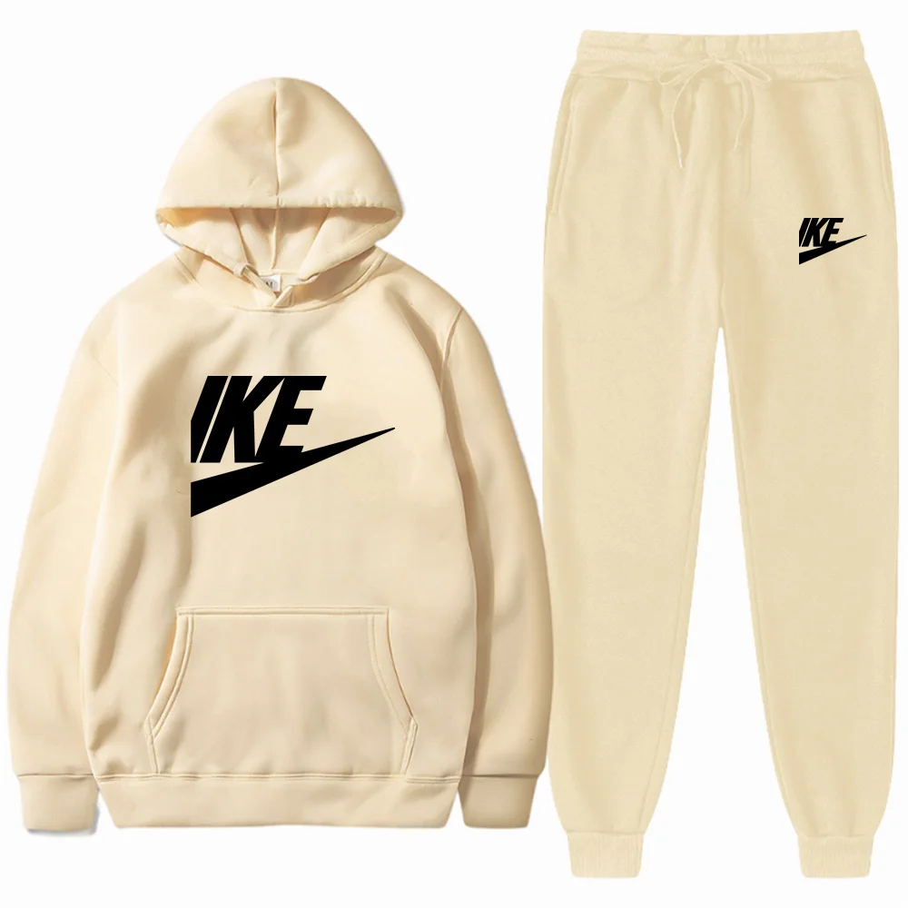 2023 Spring New Men Suits Brand Letter Print Fashion Sets Casual Pullover Tracksuit 2 Piece Hoodies Sweatshirts Plus Fleece Warm