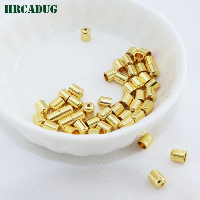 5mm*4mm Smooth Round Rope Tail Caps 18K Gold-Plated Braided Leather Rope End Cap For DIY Jewelry Making Supplies And Accessories