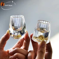 124pc shot glass crystal gold foil crystal shot glasses for wine set double glass wine cup for home bar cups sake shochu glass