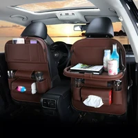 pu leather pad bag car seat back organizer foldable table tray travel storage bag foldable dining table car seat storage bag
