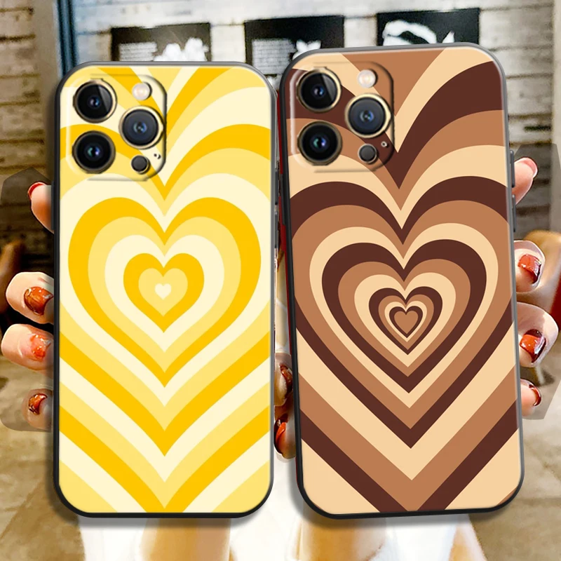 

Cute Heart Circle For Apple iPhone 13 12 11 Pro 13 12 Mini X XR XS Max 5 5s 6 6S 7 8 Plus SE2020 Phone Case Silicone Cover