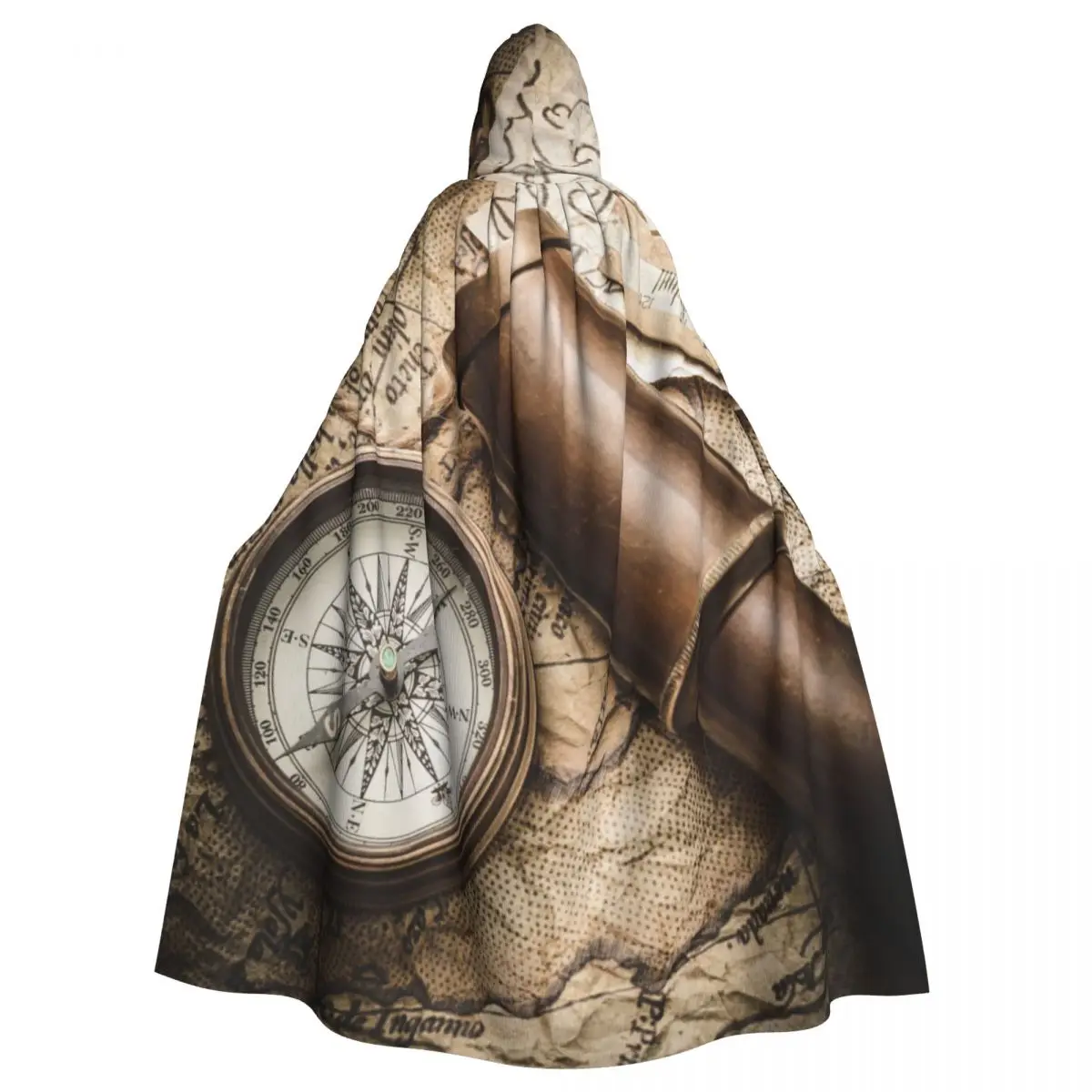 

Женская сексуальная накидка Spyglass с капюшоном в виде старой карты из полиэстера, унисекс, накидка ведьмы, аксессуар для костюма