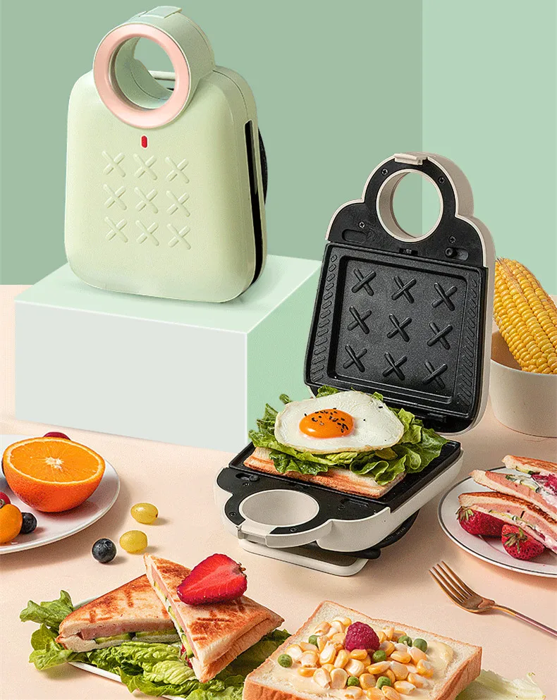 

220V Electric Sandwich Breakfast Maker Machine Non-stick Portable Toast Bread Baking Pan EU/UK/AU/US Plug Available