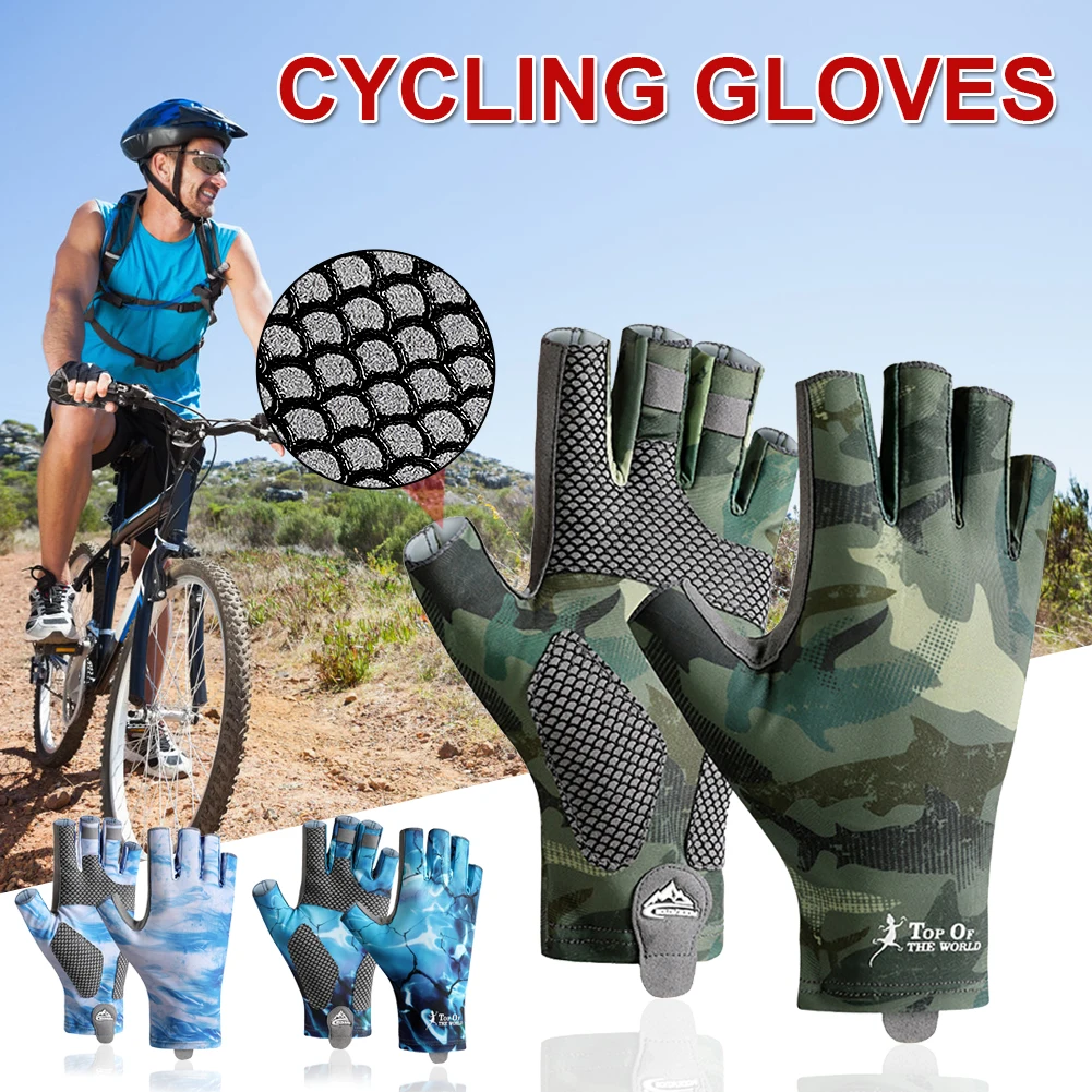 

bike Gloves Ice Silk Breathable Sun Protection Gloves Non-Slip Grip for Men Women Fingerless Fishing Boating Kayaking Fitness