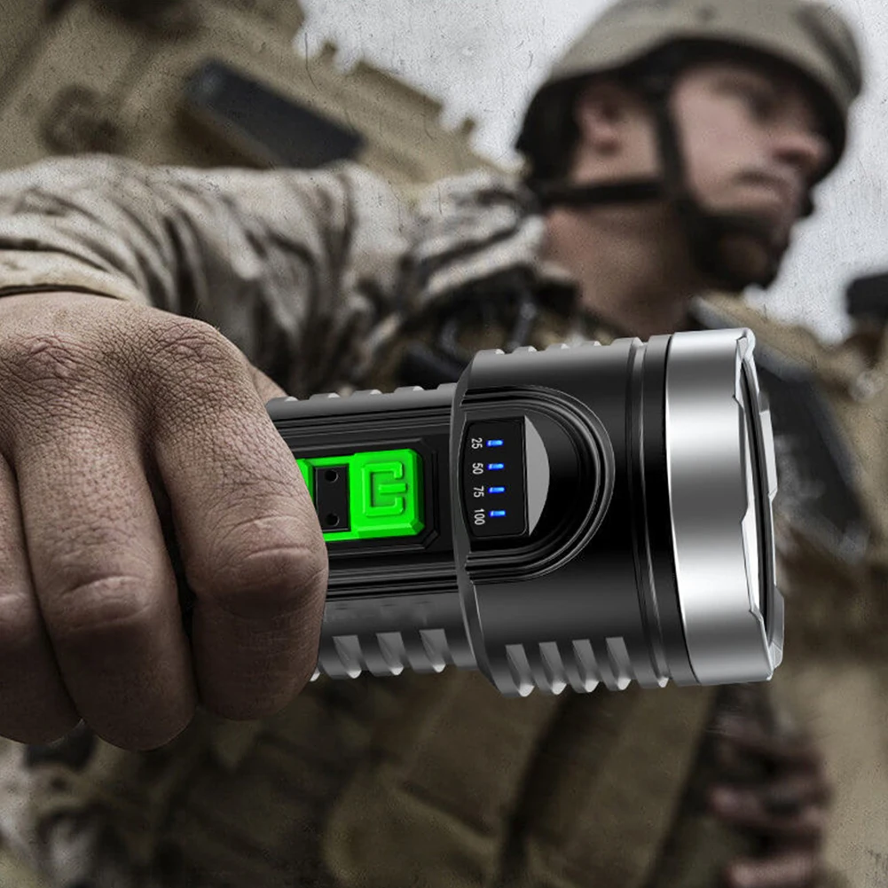 

Portable LED Flashlight USB Rechargeable Torch Flashlight IPX4 Waterproof 4 Modes Outdoor Lighting for Hiking Climbing Emergency