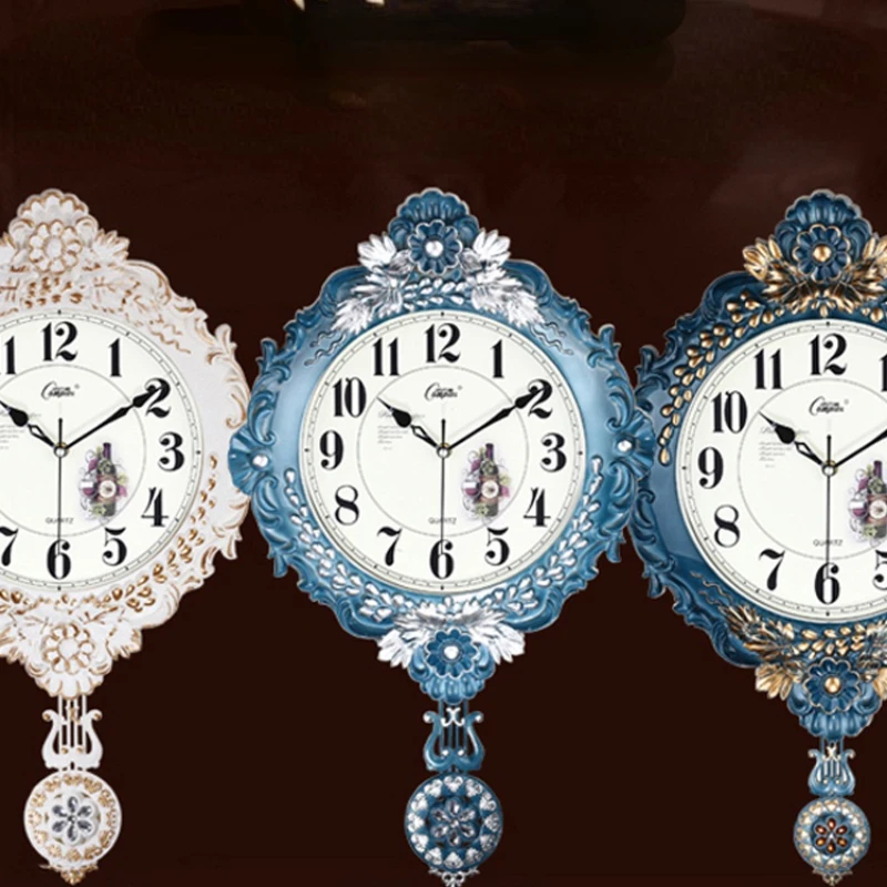 

Vintage Style Wall Clock Pendulum Quiet European Digital Living Room Wall Clock Battery Design Muur Decoratie Decorations OB50GZ