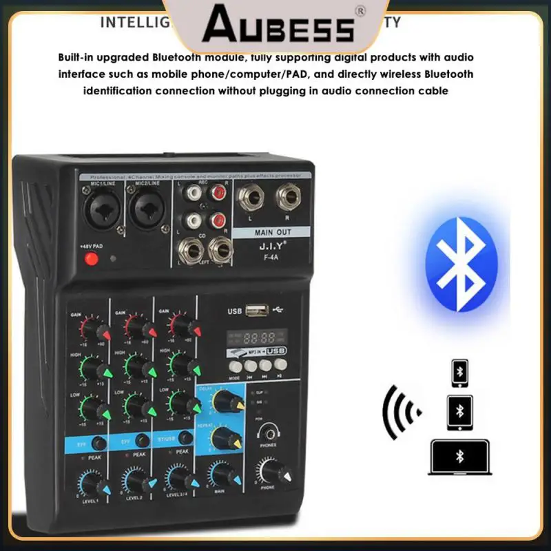 

1pc Mixer F-4a Professional Usb Input Sound Mixer Mixer Low-noise 2023 Usb Portable Sound Card Mixer Sound