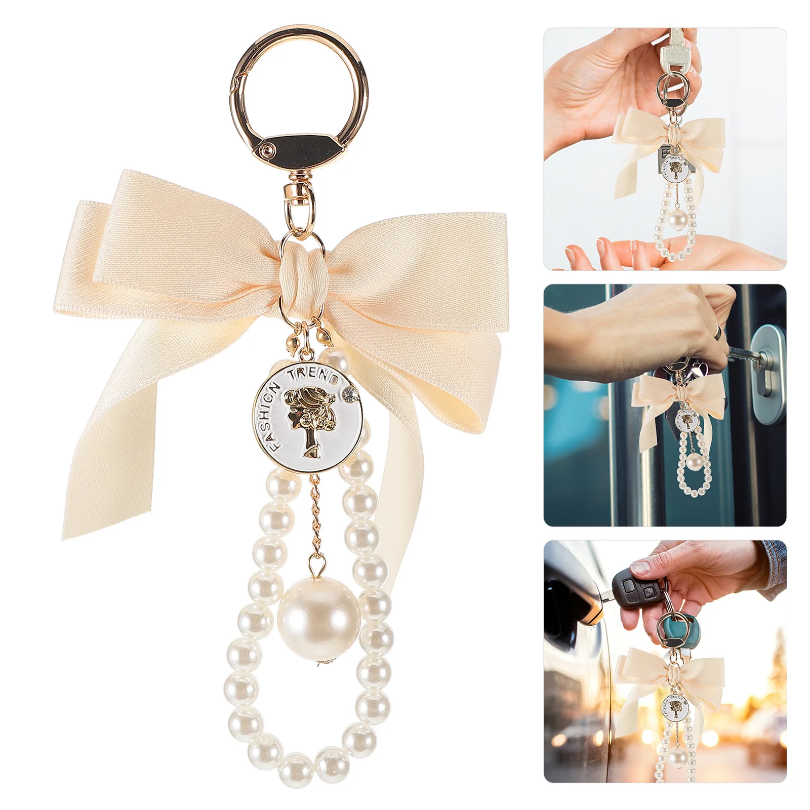 Брелок для ключей с жемчужным бантом модный брелок рюкзака женский кулон сделай