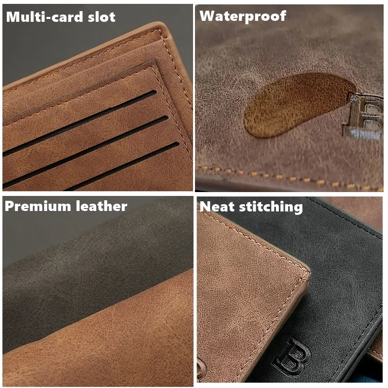 PU Leather Business Men's Wallet With Coin Bag Small Money Purses For Ford Fiesta Car Accessories images - 6