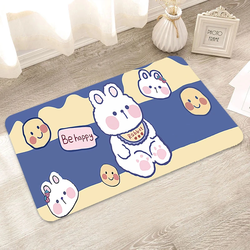 

Cute Rabbit Welcome Home Entrance Doormat for Entrance Door Kawaii Kitchen Floor Mat Carpet Living Room Anti Slip Mat Prayer Rug