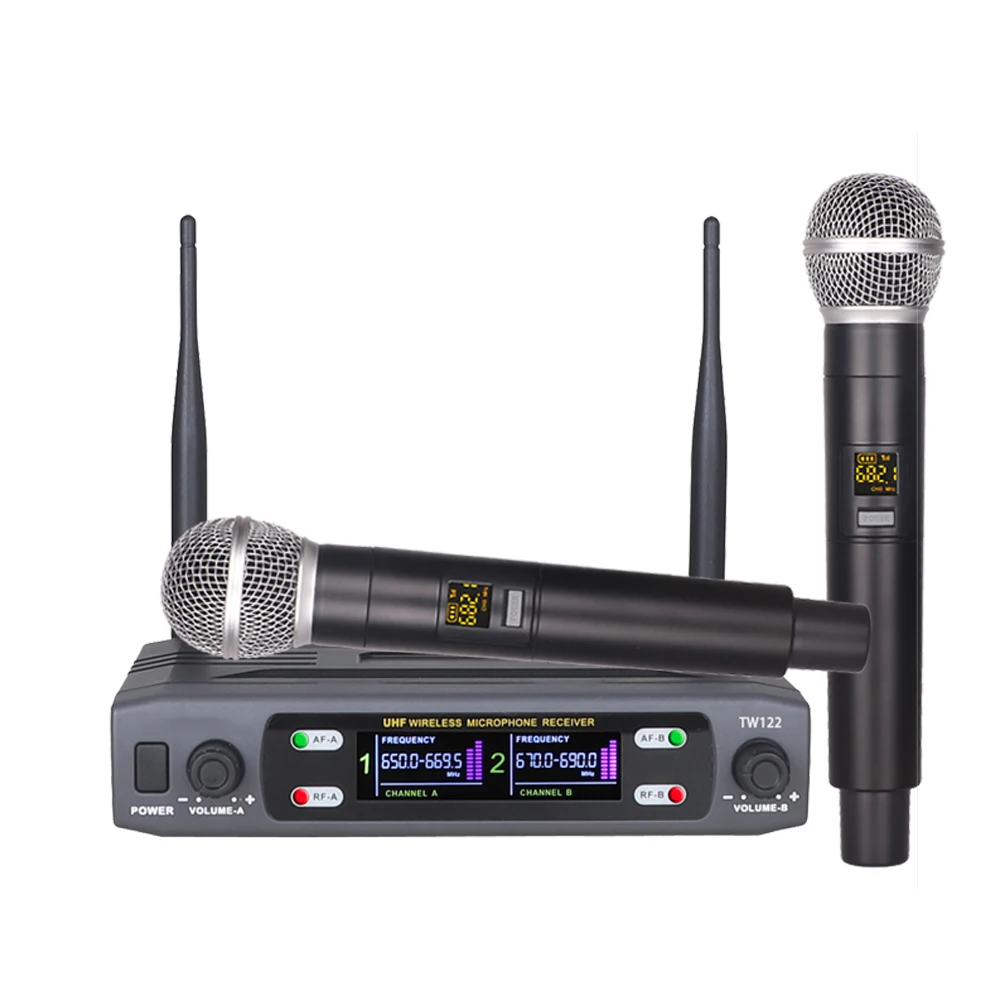 

Dual UHF Wireless Microphone System for Karaoke Wedding Party Church Home PA Audio Professional Handheld Mic