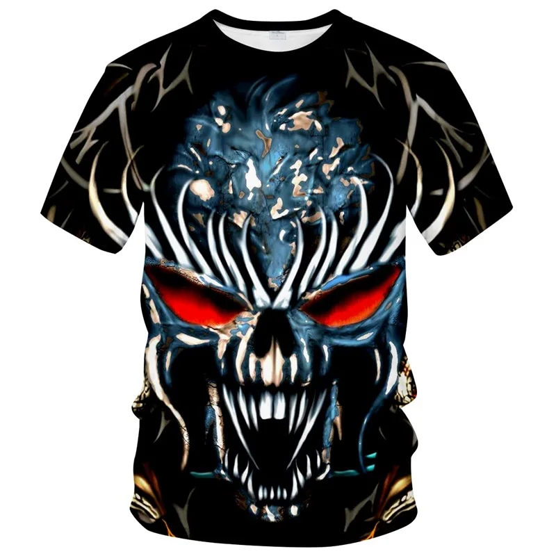 

Skull Goth Graphic T-shirt for Men Clothing Vintage Streetwear 3D Print Horror Cthulhu T Shirt for Women Clothes Retro Kids Tees