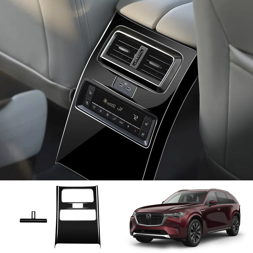 

Задняя крышка автомобиля для Mazda CX90 CX80 2024 2025, розетка из углеродного волокна, вентиляционное отверстие переменного тока, задняя крышка панели с защитой от ударов