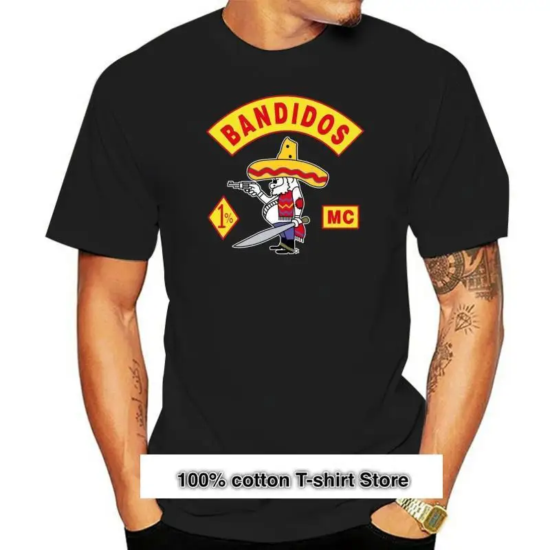 

Bandidos-Camiseta de hombre en color Black, camiseta de motorista Model Mc Support en todo el World, Sylb One Percenter, 1%