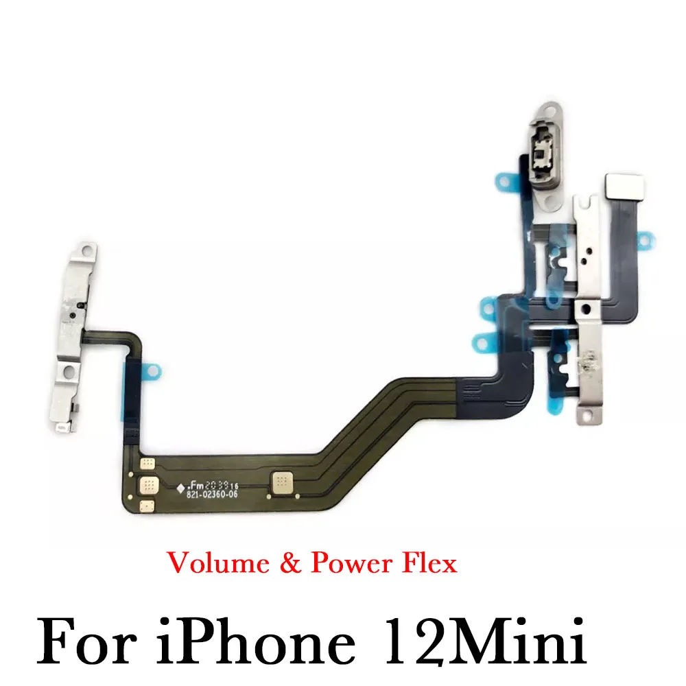 

Power Switch Volume Mute Button Flex Cable For iPhone 12 Mini Pro Max With Bracket Replacement