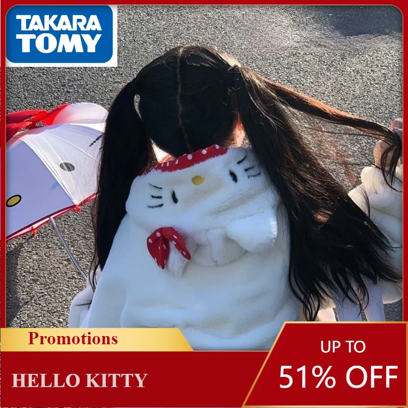 

Hello Kitty cute cartoon furry thick hooded princess jacket simple sweet and fresh student jacket home wear