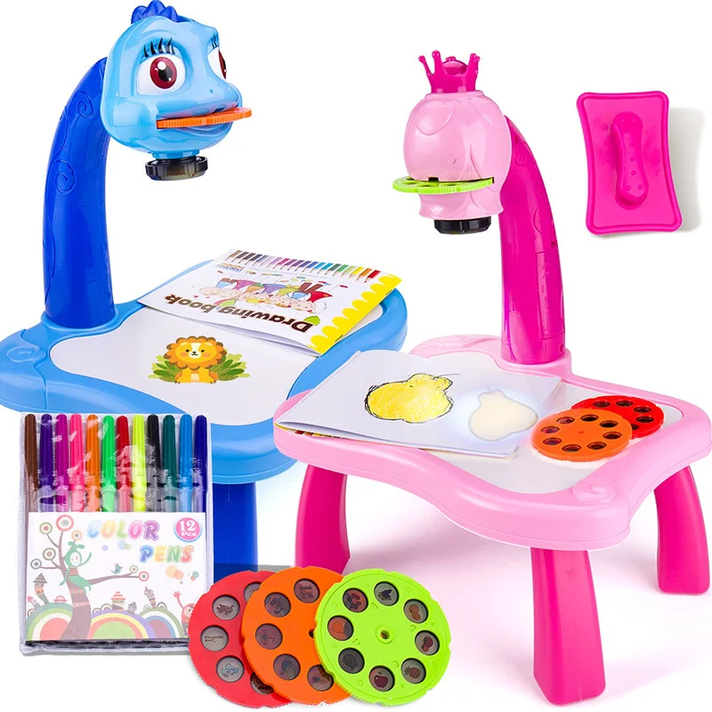 

Children Led Projector Drawing Table Toy 2022 NEW Art Painting Board Table Light Toy Educational Learning Paint Tools Toy Sets