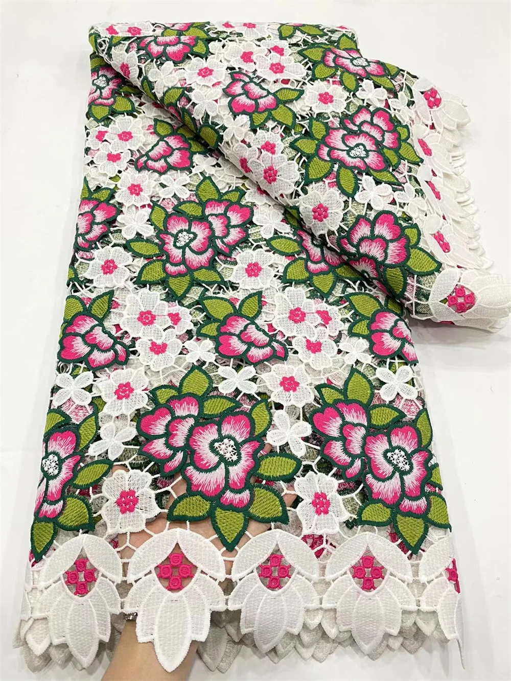 NI.AI белый нигерийский цветочный кружевной ткани молочный шелк с блестками