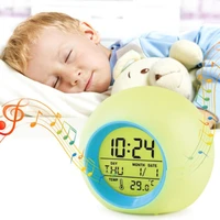 circular colorful alarm clock 7 colors changing led display timer digital round alarm clock temperature for kids children gift