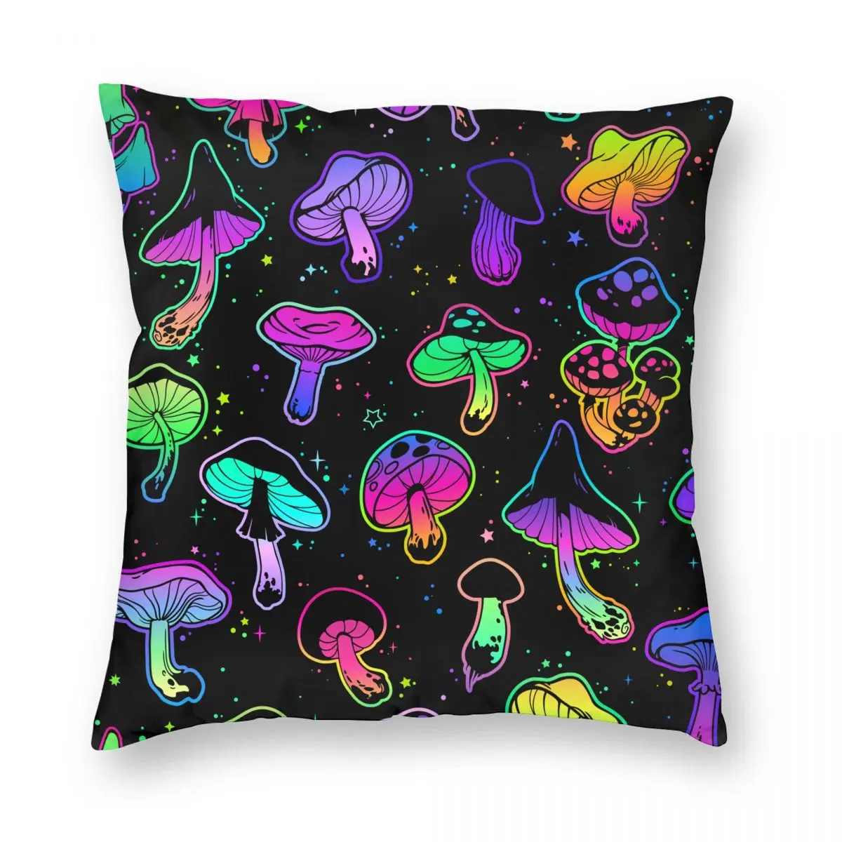 

Bright Psychedelic Mushrooms Pillowcase Printing Polyester Cushion Cover Decorative Pillow Case Cover Home Zipper 40*40cm