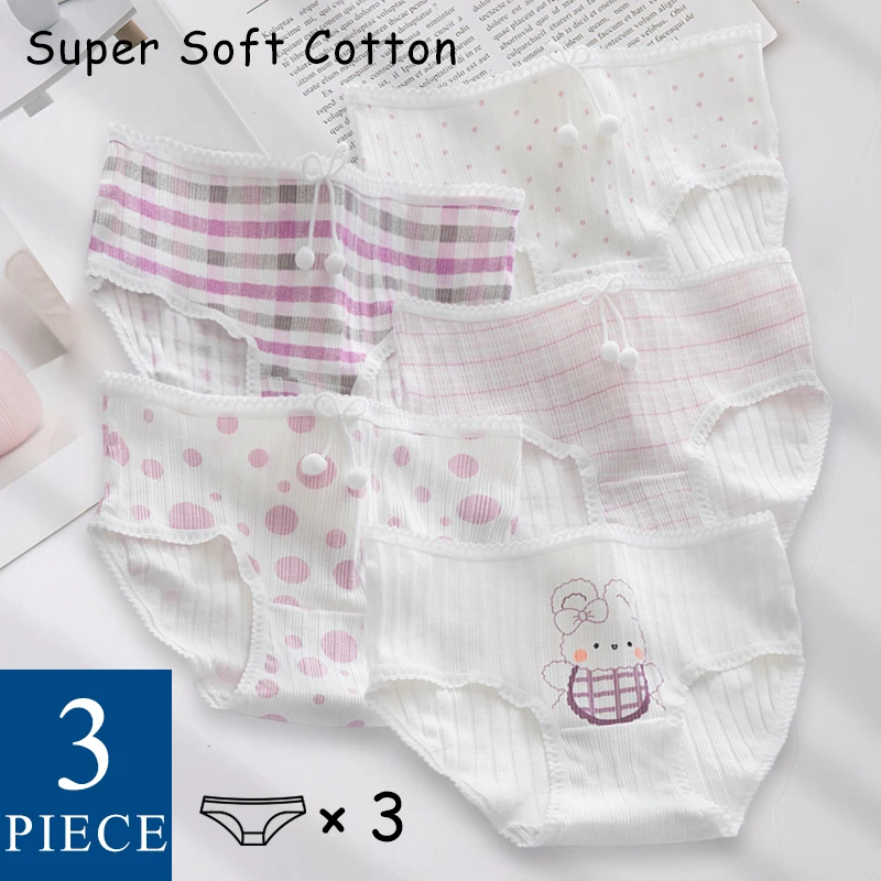 

WONTIVE 1pc 3pcs set Cute Panties For Women With Bow Knot Womens Japanese Style Soft Cotton Panties Girls Kawaii Underwear Lace