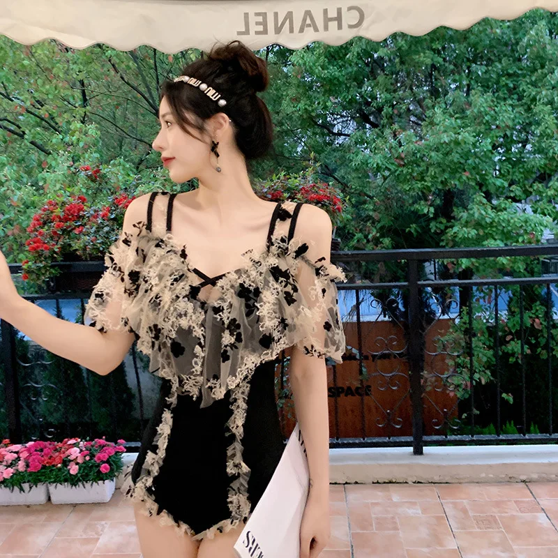 

Women's One-Piece Flab Hiding Thin and Small Chest Ins Dongdaemun Fashion Foreign Trade Hot Spring Goddess Temperament Swimsuit