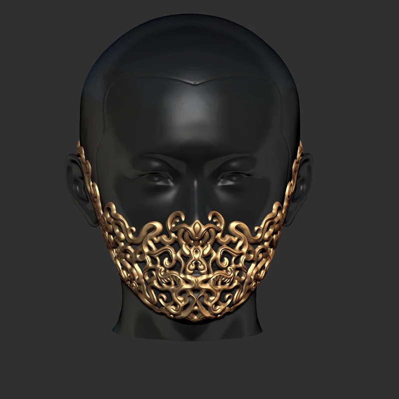 Маска полимерная золотистая Серебристая полулицевая Защитная форма закрывающая