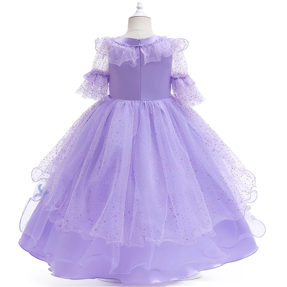 Halloween Costume Encanto Girl Mirabel Isabela Dress Up Pink Purple Elegant Prom Gala Dresses Flower Girl Princess Wedding Gowns images - 6