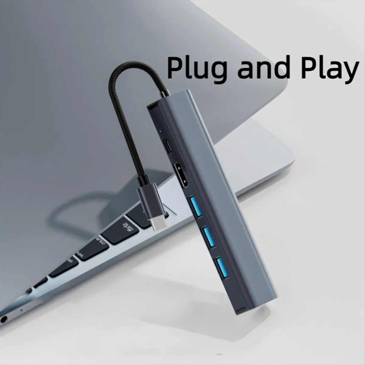 Фото Док-станция (A65I) PD RJ45 для Thunderbolt: адаптер Type-C на USB 3.0, разветвитель-хаб для ноутбука, USB-расширитель, гигабитный хаб №1