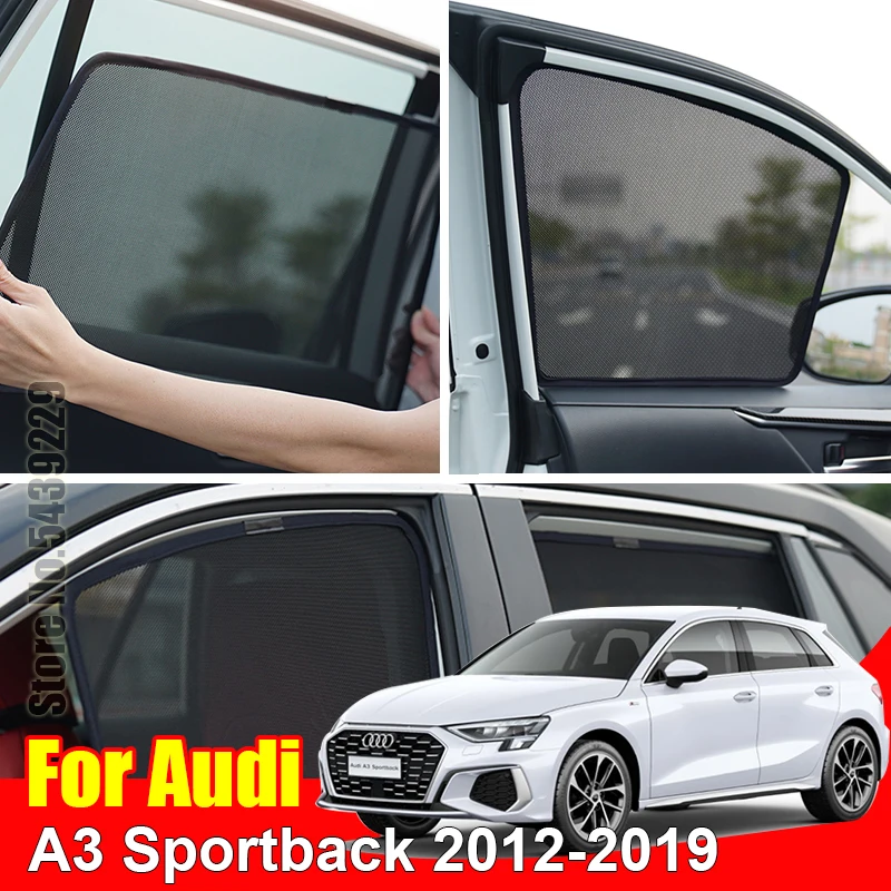 

Магнитный автомобильный солнцезащитный козырек для Audi A3 8V Sedan 2013-2020, сетчатая рамка переднего ветрового стекла, занавеска, задний козырек