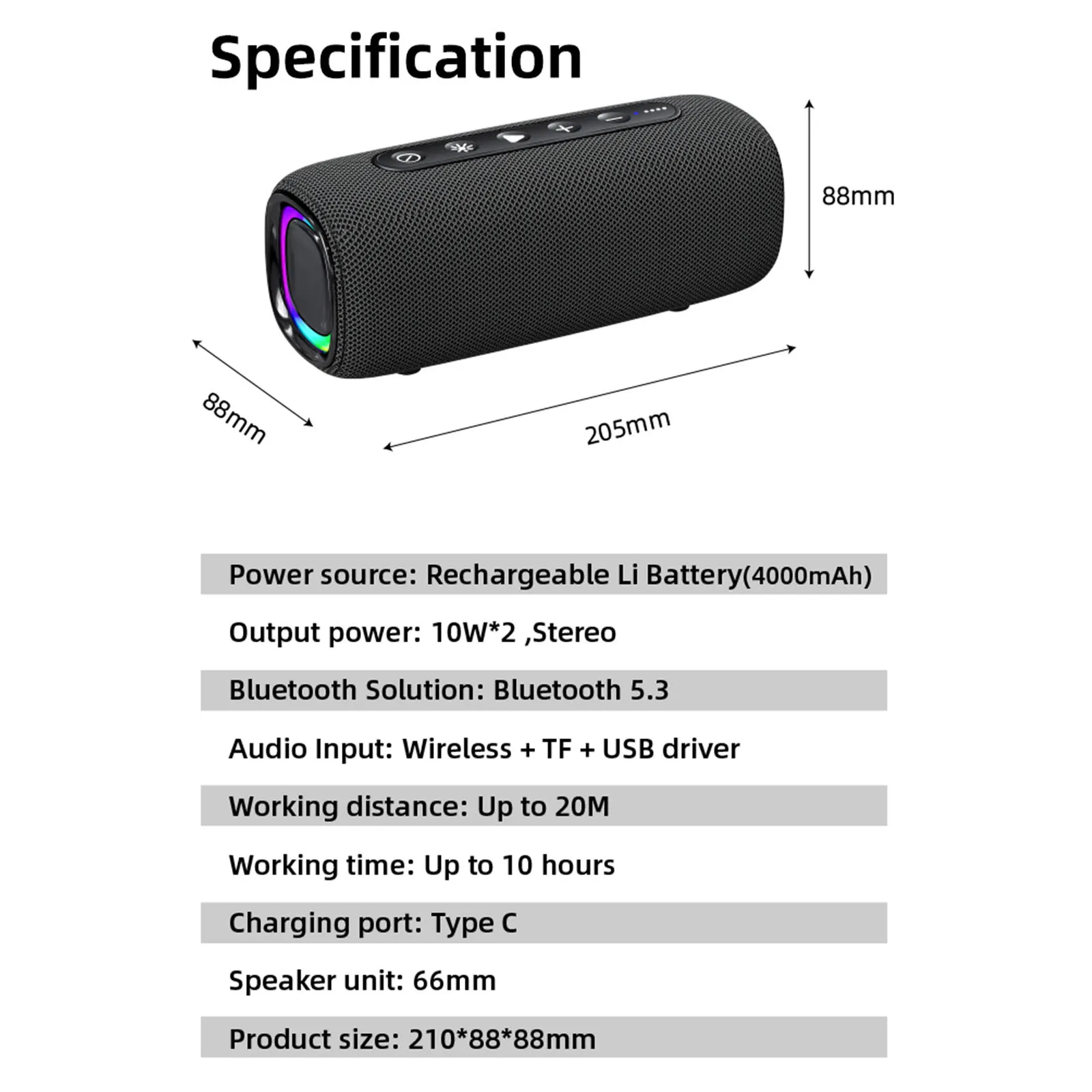 Портативный Bluetooth-динамик беспроводной сабвуфер с RGB-подсветкой аудиоигровой