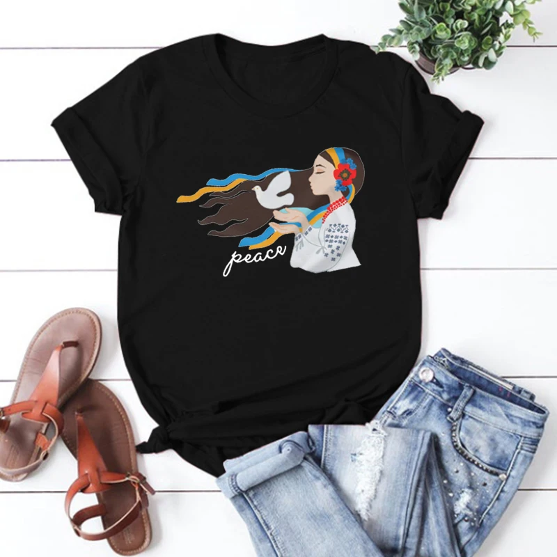 

Peace Love Graphic Tees Aesthetic Women Clothes Ladies Tops 2022 Summer Harajuku Shirt Vintage Streetwear Tees Men