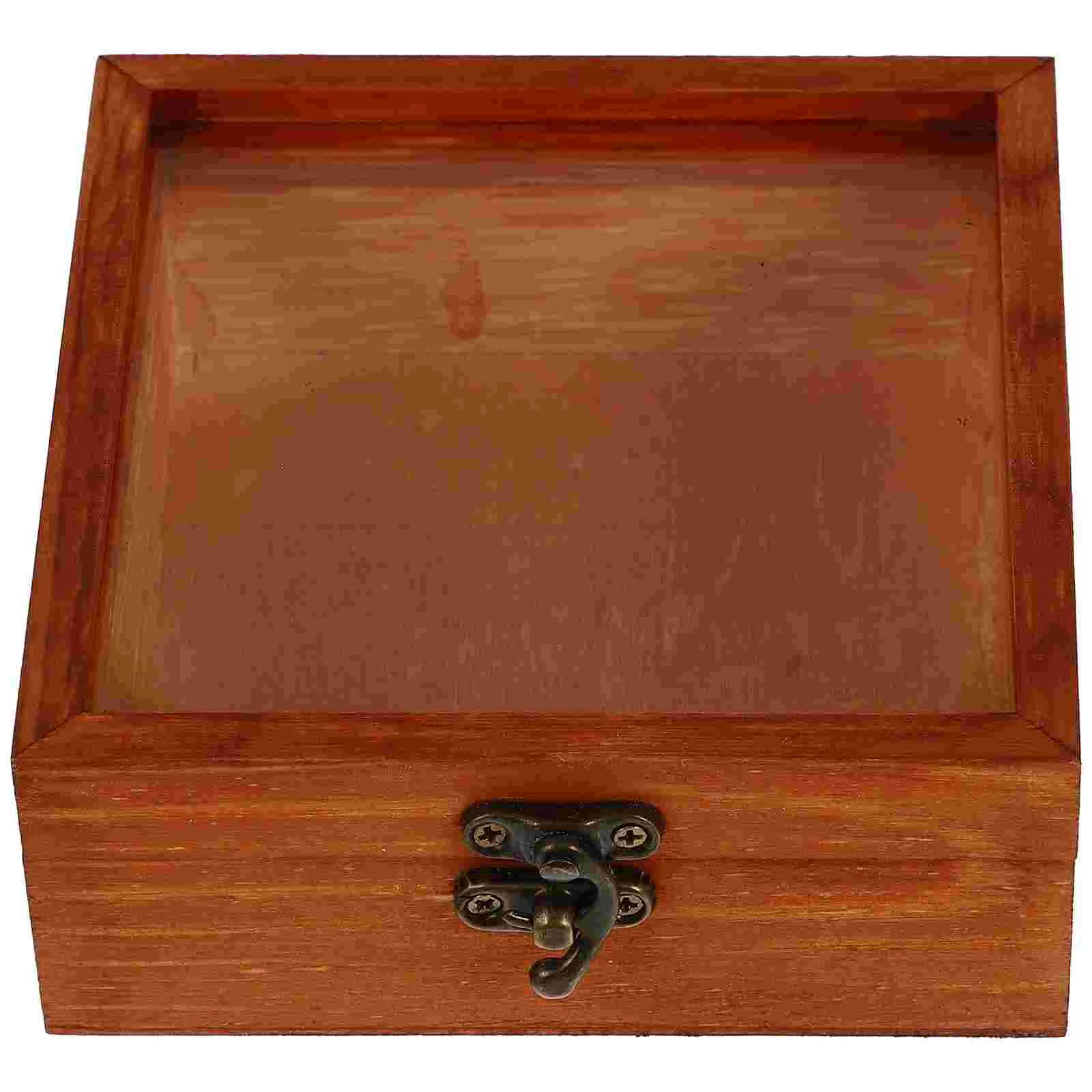 

Box Wooden Jewelry Wood Case Storage Display Retro Treasure Flower Decorative Specimen Countertop Showcase Vintage Collector