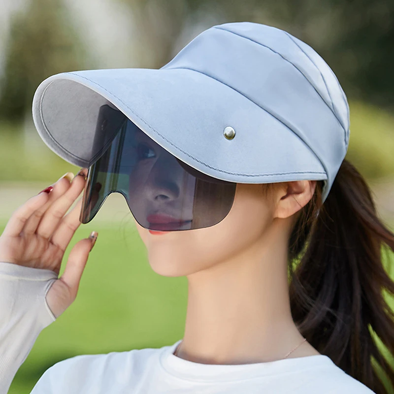 

New Women Retractable Visor with Drawstring Summer Sun Female Hats Empty Riding Cap Outdoor Sports Beach Hat Anti-UV Fishing Cap
