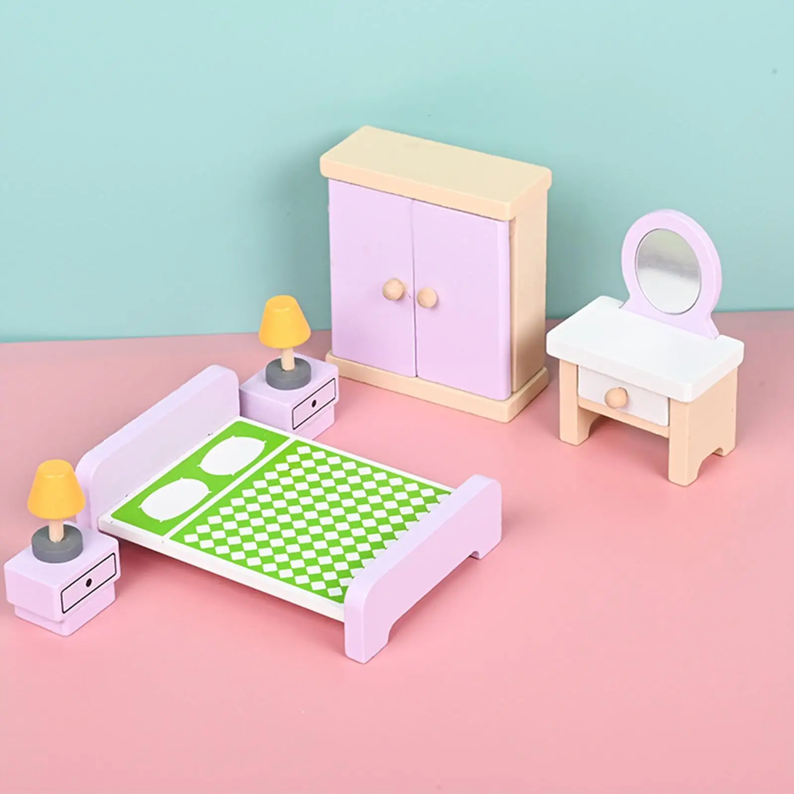 

Dollhouse Wood Furniture Set Miniature Play Scene Model for Decoration