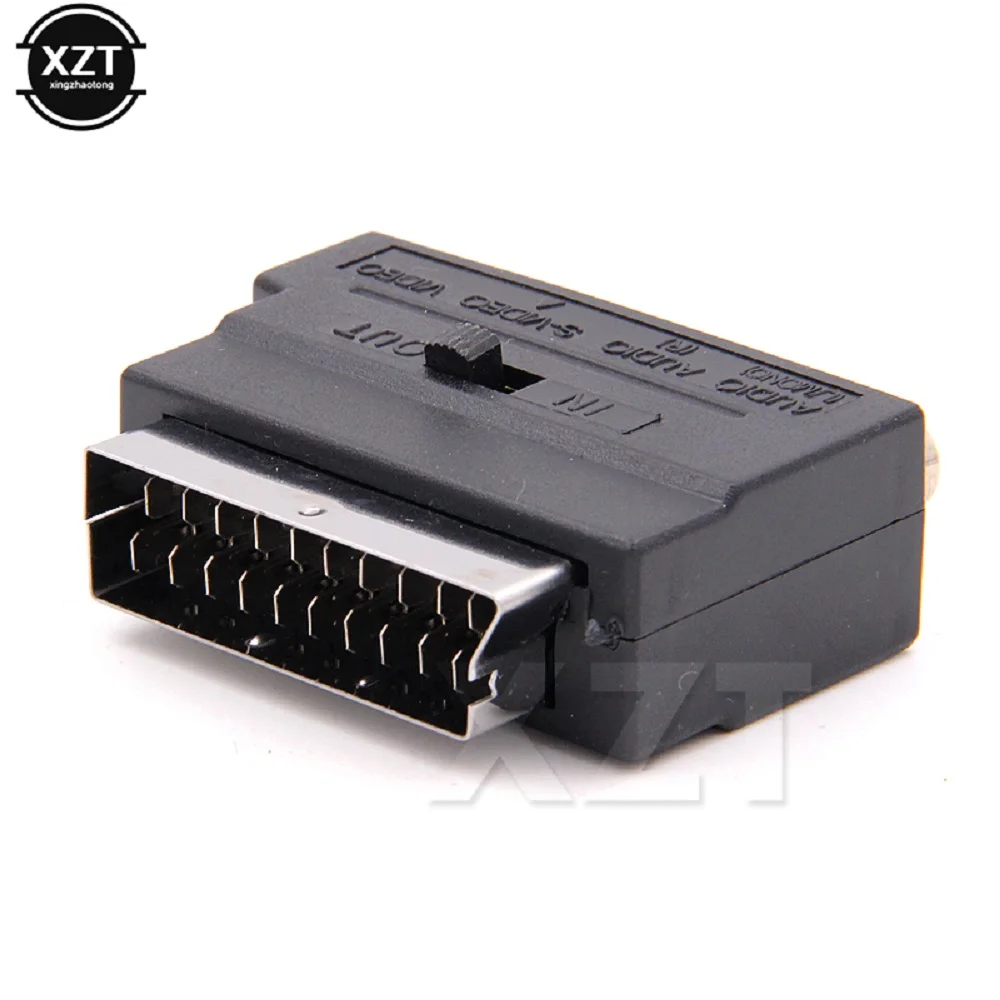 21Pin SCART Male к 3 RCA Female AV Аудио Видео адаптер конвертер для ТВ VCR с переключателем