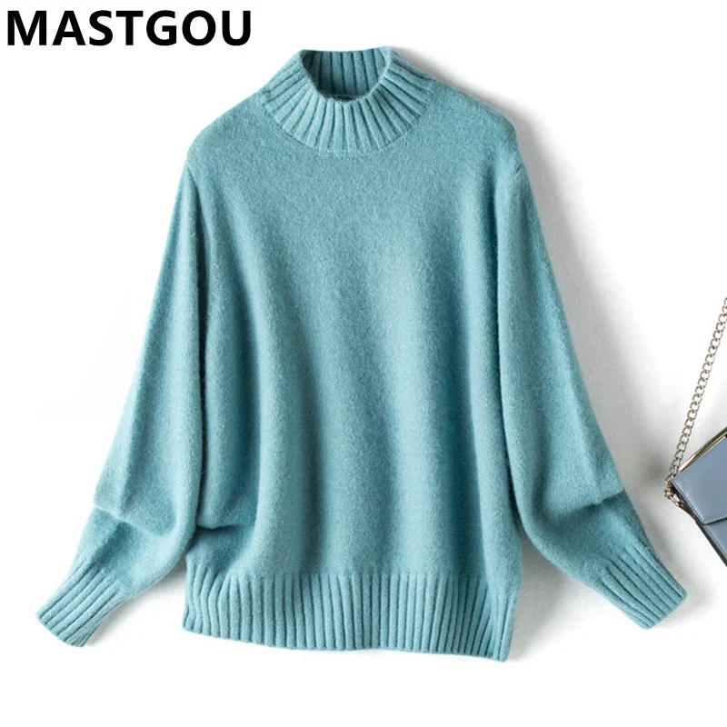 

MASTGOU High Quality Cashmere Warm Women Winter Sweater Fashion Knitted Loose Jumper Top Autumn Ladies Wool Pullover Sweater