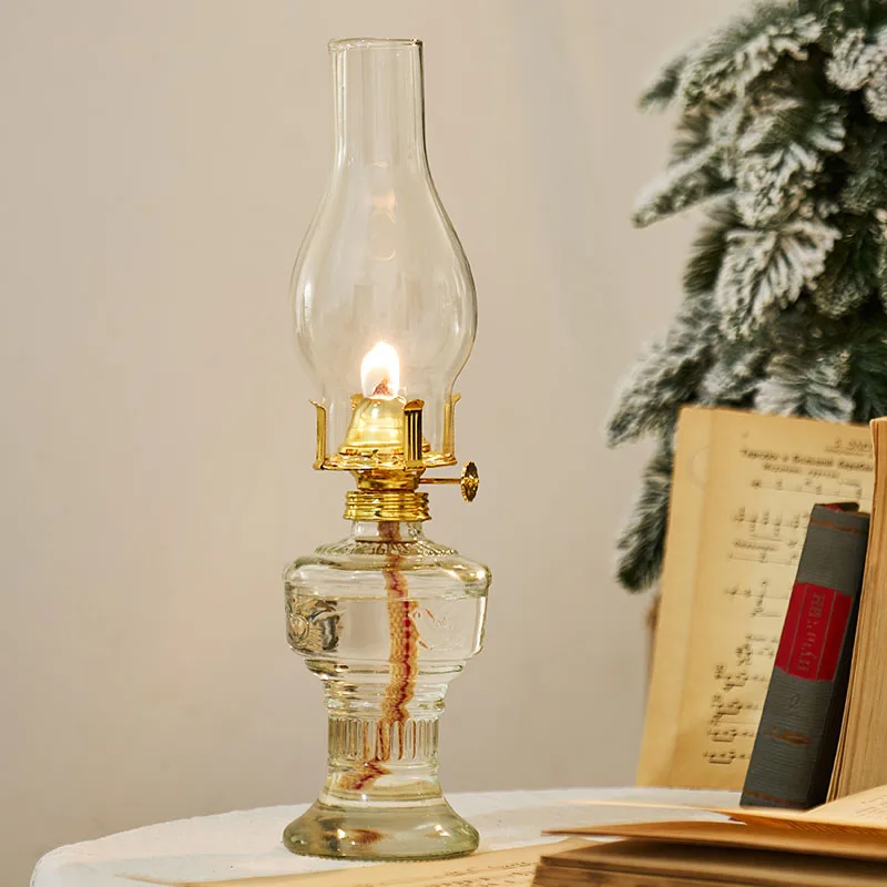 Винтажные стеклянные масляные лампы для помещения деревенская керосиновая