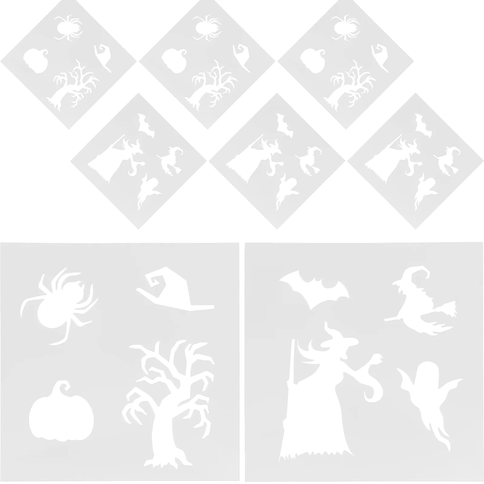 

10 Sheets Hollowed Delicate Signs Portable Printing Halloween Printing Stencil Flower Plastic Delicate Wall Supplies