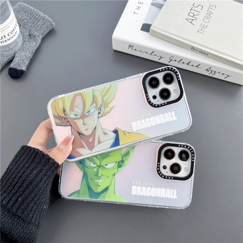 

Anime Dragon Ball Goku Piccolo Double Coating Case for IPhone 11 12 13 14 15 Pro Max Plus Phone Cover Shell Toy Gift