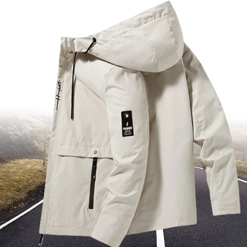 

Мужская тонкая куртка из полиэстера, Солнцезащитная ветровка, спортивный кардиган с капюшоном для весны и лета